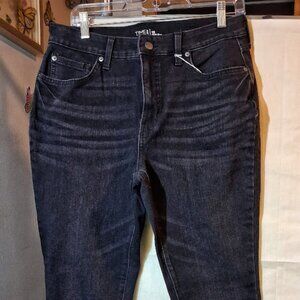Time and Tru High Rise Curvy Jeans Size 10 Dark Wash Black Blue Stretch Curvy